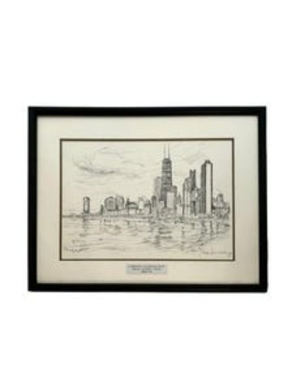 Jack Simmerling Signed Print Framed Architecture Sketch Chicago Skyline